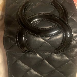 Black leather chanel wallet